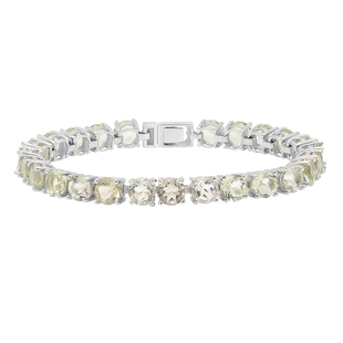Round 6.5mm Each Green Amethyst Tennis Bracelet for Women in 925 Sterling Silver