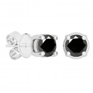 0.50 Carat (ctw) Round Black Diamond Ladies Solitaire Stud Earrings 1/2 CT 14K White Gold