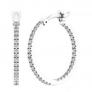 0.27 Carat (ctw) Round White Diamond Fine In And Out Hoop Earrings 1/4 CT 14K White Gold