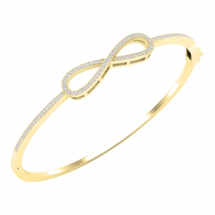 0.35 Carat (ctw) Round White Diamond Ladies Fashion Bangle Bracelet 1/3 CT 18K Yellow Gold