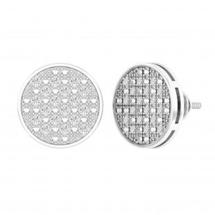 0.25 Carat (ctw) Round Diamond Mens Ladies Unisex Hip Hop Stud Earrings 1/4 CT Sterling Silver