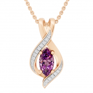 10X5 MM Marquise Amethyst & Round White Diamond Ladies Infinity Pendant 18K Rose Gold