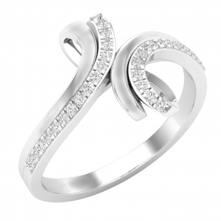 0.15 Carat (ctw) Round White Diamond Ladies Fashion Bypass Right Hand Ring 10K White Gold