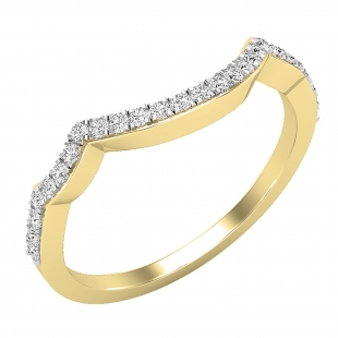 Round White Diamond Single Row Contour Stackable Wedding Band for Women (0.18 ctw, Color I-J, Clarity I2-I3) in 10K Yellow Gold