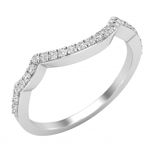 Round White Diamond Single Row Contour Stackable Wedding Band for Women (0.18 ctw, Color I-J, Clarity I1-I2) in 14K White Gold