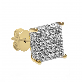 0.30 Carat (ctw) Round Diamond Stud Earring 1/3 CT Yellow Gold Plated Sterling Silver (1 Pc Only)