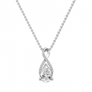 925 Sterling Silver Infinity Teardrop Pendant with 18 inch Silver Chain,1.80 cttw Pear & Round Cubic Zironia