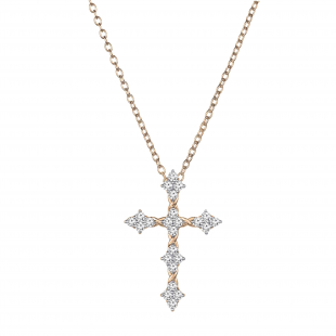 0.45 Carat (ctw) Round White Diamond Ladies Vintage Style Cross Pendant 1/2 CT 10K Rose Gold