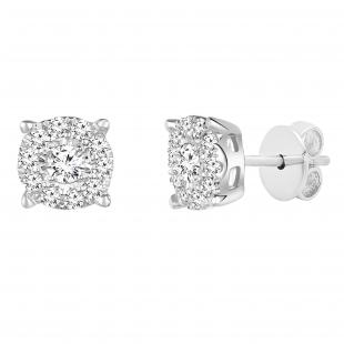 0.25 Carat (ctw) Round White Diamond Ladies Stud Earrings 1/4 CT 14K White Gold