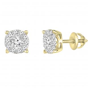 0.25 Carat (ctw) Round White Diamond Ladies Stud Earrings 1/4 CT 18K Yellow Gold