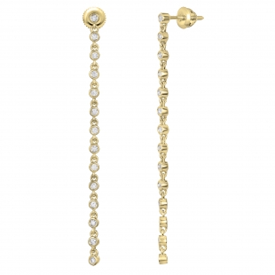 0.30 Carat (ctw) Round White Diamond Ladies Linear Bar Drop Stud Earrings 14K Yellow Gold