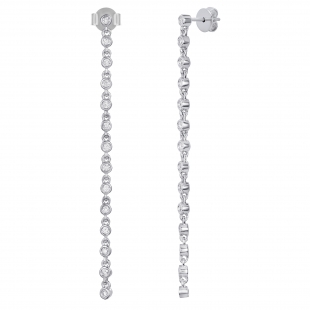 0.30 Carat (ctw) Round White Diamond Ladies Linear Bar Drop Stud Earrings Sterling Silver