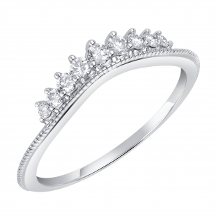 0.25 Carat (ctw) Round Diamond Ladies Gentle Curve Crown Engagement Ring 1/4 CT Sterling Silver