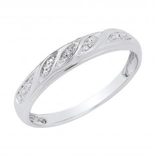 Round White Diamond Swirl Style Wedding Band for Women in 10K Rose Gold