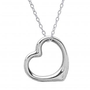 Attractive Floating Heart Classic Gold Pendant 14K White Gold