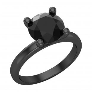 3 Carat (ctw) Round Black Diamond Ladies Solitaire Engagement Ring 3 CT Black Plated 10K White Gold