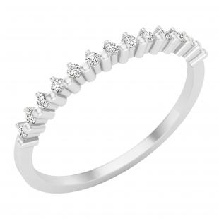0.10 Carat (Ctw) Round White Diamond Ladies Stackable Wedding Band Ring 1/10 CT Sterling Silver