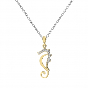 0.05 Carat (Ctw) Round White Diamond Ladies Seahorse Pendant 14K Yellow Gold