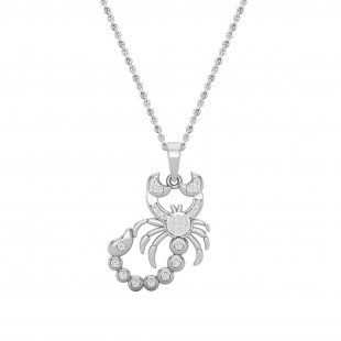 0.10 Carat (ctw) Round White Diamond Mens Scorpion Charm Pendant 1/10 CT Sterling Silver