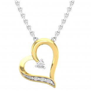 0.02 Carat (Ctw) Round White Diamond Ladies Heart Pendant (Silver Chain Included) 10K Yellow Gold