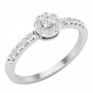 0.25 Carat (ctw) Round White Diamond Ladies Halo Style Engagement Ring 1/4 CT Sterling Silver