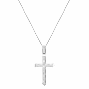 0.25 Carat (Ctw) Round White Diamond Men's Cross Charm Pendant 1/4 CT Sterling Silver