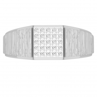 0.15 Carat (ctw) Round White Diamond Cluster Brushed Square Shaped Mens Ring Sterling Silver