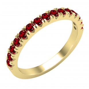 Round Garnet Ladies Anniversary Wedding Stackable Band 10K Yellow Gold