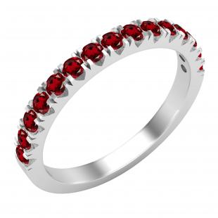 Round Garnet Ladies Anniversary Wedding Stackable Band Sterling Silver