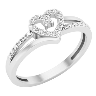0.08 Carat (ctw) Round White Diamond Ladies Split Shank Heart Promise Ring Sterling Silver