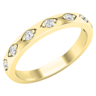 0.20 Carat (ctw) Round White Diamond Ladies 7 Stone Anniversary Wedding Band 1/5 CT 14K Yellow Gold