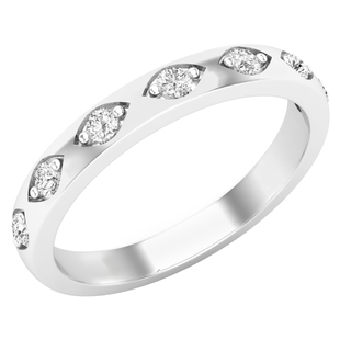 0.20 Carat (ctw) Round White Diamond Ladies 7 Stone Anniversary Wedding Band 1/5 CT Sterling Silver