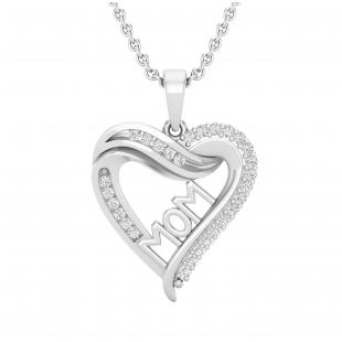 0.25 Carat (ctw) Round White Diamond Ladies Mom Heart Pendant 1/4 CT Sterling Silver