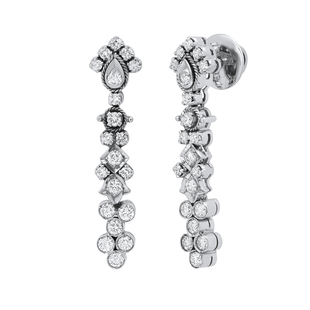 1.00 Carat (ctw) Round White Diamond Ladies Fashion Dangling Drop Earrings 1 CT 10K White Gold