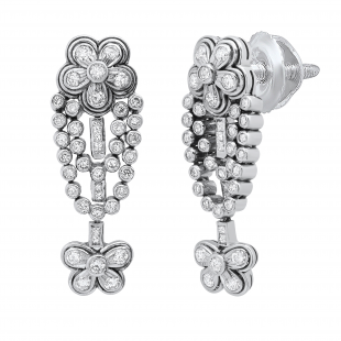 2.00 Carat (ctw) Round & Princess Diamond Ladies Cluster Dangling Drop Earrings 2 CT 10K White Gold