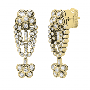 2.00 Carat (ctw) Round & Princess Diamond Ladies Cluster Dangling Drop Earrings 2 CT 14K Yellow Gold