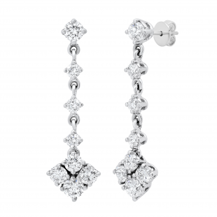 2.00 Carat (ctw) Round White Diamond Ladies Fashion Dangling Drop Earrings 2 CT 14K White Gold