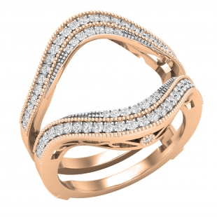 0.43 Carat (ctw) Round Diamond Ladies Solitaire Enhancer Contour Guard Ring 10K Rose Gold
