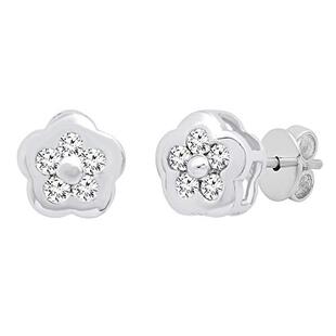 0.29 Carat (ctw) Round White Diamond Ladies Cluster Flower Stud Earrings 1/4 CT 18K White Gold