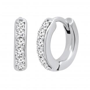 0.20 Carat (ctw) Round White Diamond Ladies Huggies Hoop Earrings 1/5 CT 10K White Gold