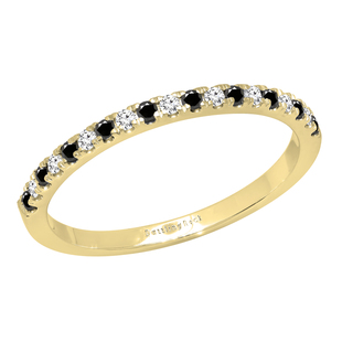 0.25 Carat (ctw) Round Black & White Diamond Ladies Stackable Wedding Band 1/4 CT 14K Yellow Gold