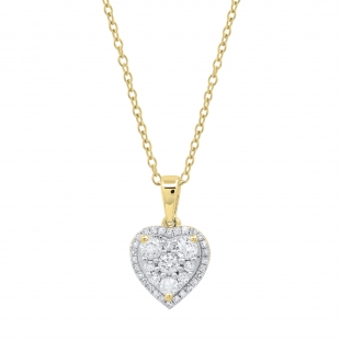 0.55 Carat (ctw) Round White Diamond Ladies Heart Shape Cluster Love Pendant 14K Yellow Gold