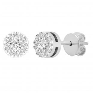 0.25 Carat (ctw) Round White Diamond Ladies Cluster Flower Stud Earrings 1/4 CT Sterling Silver