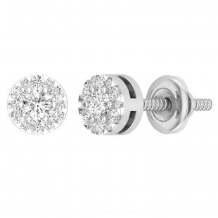 0.25 Carat (ctw) Round White Diamond Ladies Cluster Flower Stud Earrings 1/4 CT Sterling Silver