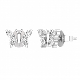 0.20 Carat (ctw) Round White Diamond Ladies Butterfly Stud Earrings 1/5 CT Sterling Silver