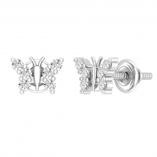 0.20 Carat (ctw) Round White Diamond Ladies Butterfly Stud Earrings 1/5 CT Sterling Silver
