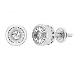 0.10 Carat (ctw) Round White Diamond Ladies Miracle Solitaire Stud Earrings 1/10 CT 10K White Gold