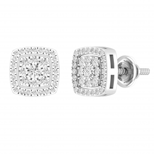 0.35 Carat (ctw) Round White Diamond Ladies Flower Cluster Stud Earrings 1/3 CT Sterling Silver