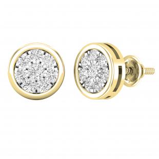 0.45 Carat (ctw) Round White Diamond Ladies Flower Cluster Stud Earrings 1/2 CT 14K Yellow Gold
