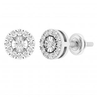 0.25 Carat (ctw) Round White Diamond Ladies Flower Cluster Stud Earrings 1/4 CT Sterling Silver